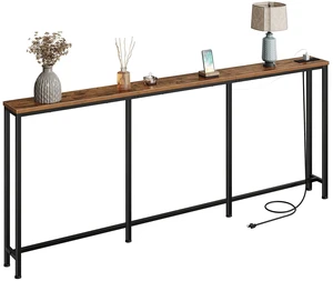 78.7'' Narrow Console Table with Power Outlet 7.1" Skinny Sofa Table, Long Behind Couch Table with Charging Station, Entryway Table for Hallway, Living Room Rustic Brown and Black TXG20UBF 78.7'' Narrow Console Table with Power Outlet 7.1" Skinny Sofa Table, Long Behind Couch Table with Charging Station, Entryway Table for Hallway, Living Room Rustic Brown and Black TXG20UBF