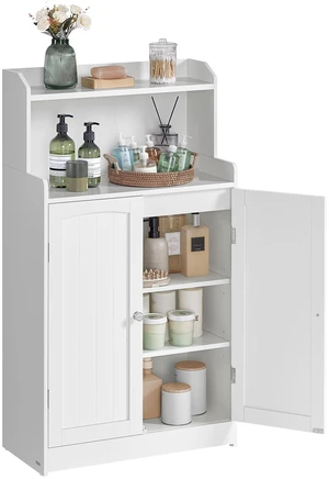 Tall Bathroom Storage Cabinet, Floor Cabinet with 2 Doors, 39.4" H | Adjustable Shelf, for Small Spaces, Farmhouse Style, Cloud White, SOFIE Collection UBBC770W01 Tall Bathroom Storage Cabinet, Floor Cabinet with 2 Doors, 39.4" H | Adjustable Shelf, for Small Spaces, Farmhouse Style, Cloud White, SOFIE Collection UBBC770W01