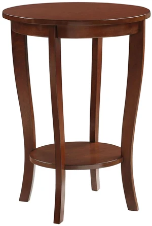 American Heritage Round End Table with Shelf, Espresso | Side Table with Shelf for Living Room Sofa or Bedroom Nightstand Accent, Convenient Storage and Organization American Heritage Round End Table with Shelf, Espresso | Side Table with Shelf for Living Room Sofa or Bedroom Nightstand Accent, Convenient Storage and Organization