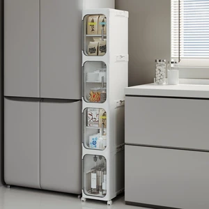 Narrow Slim Bathroom Storage Cabinet with Wheels, 4-Tier White | Tool Free Assembly, Adjustable Shelves, Fits for Narrow Spaces, Reinforced Stability, Magnetic Clear Door Narrow Slim Bathroom Storage Cabinet with Wheels, 4-Tier White | Tool Free Assembly, Adjustable Shelves, Fits for Narrow Spaces, Reinforced Stability, Magnetic Clear Door