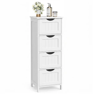 Floor Storage Cabinet, Freestanding Organizer with 4 Drawers | 11.8 x 11.8 x 32.3 Inches, for Living Room, Kitchen, Dining Room, Farmhouse Style, Cloud White, SOFIE Collection ULHC40W Floor Storage Cabinet, Freestanding Organizer with 4 Drawers | 11.8 x 11.8 x 32.3 Inches, for Living Room, Kitchen, Dining Room, Farmhouse Style, Cloud White, SOFIE Collection ULHC40W