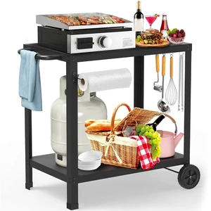 Outdoor Grill Table for Blackstone Griddle, Grill Cart with Wheels | Pizza Oven Table for Outside Patio, Portable, for Ninja, Griddle Stand Fit 17 or 22, Multifunctional, Side Handles & Hooks Outdoor Grill Table for Blackstone Griddle, Grill Cart with Wheels | Pizza Oven Table for Outside Patio, Portable, for Ninja, Griddle Stand Fit 17 or 22, Multifunctional, Side Handles & Hooks