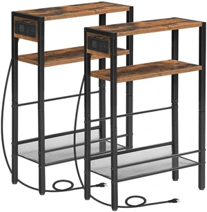 Small Narrow Side Table with Charging Station Set of 2, Skinny End Table for Small Spaces, Slim Nightstand with USB Ports Outlet, Sofa Beside Table with Storage Shelf BF102UBZP201 Small Narrow Side Table with Charging Station Set of 2, Skinny End Table for Small Spaces, Slim Nightstand with USB Ports Outlet, Sofa Beside Table with Storage Shelf BF102UBZP201