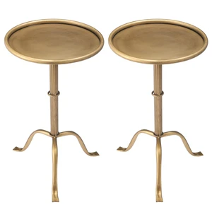 2 Pcs Metal Martini Table Bronze Small Side Round Drink Table | 12.5x27.75'' Cocktail Table for Small Spaces, Tripod Base, Pedestal Iron Side Desk, Space-saving Livingroom Bedroom Furniture 2 Pcs Metal Martini Table Bronze Small Side Round Drink Table | 12.5x27.75'' Cocktail Table for Small Spaces, Tripod Base, Pedestal Iron Side Desk, Space-saving Livingroom Bedroom Furniture