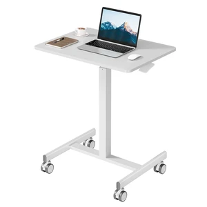 Mobile Rolling Desk with Wheels, Small Standing Desks White | Height Adjustable Portable Rolling Table for Laptop PC, Computer Workstation for Home Office, Study, Bedroom Mobile Rolling Desk with Wheels, Small Standing Desks White | Height Adjustable Portable Rolling Table for Laptop PC, Computer Workstation for Home Office, Study, Bedroom