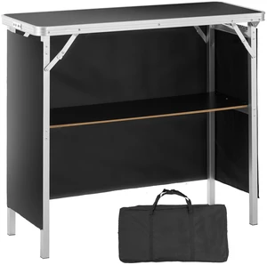 Folding Portable Bar Table, Tradeshow Podium Table for Indoor, Outdoor, Party, Picnic, Exhibition, Includes Carrying Case, Storage Shelf and Black Skirt, 38.39" x 15.16" x 34.25" Folding Portable Bar Table, Tradeshow Podium Table for Indoor, Outdoor, Party, Picnic, Exhibition, Includes Carrying Case, Storage Shelf and Black Skirt, 38.39" x 15.16" x 34.25"
