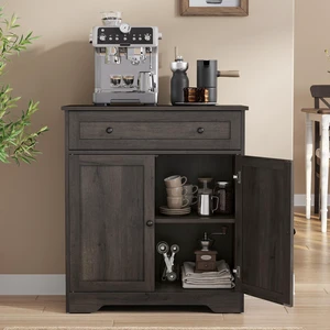 Buffet Cabinet, Sideboard, 2 Doors, 28.4 x 15.8 x 31.5 Inches | Farmhouse Coffee Bar Cabinet with 1 Drawer, Adjustable Shelves, Taupe Brown, SIREN Collection ULSC521TA01S Buffet Cabinet, Sideboard, 2 Doors, 28.4 x 15.8 x 31.5 Inches | Farmhouse Coffee Bar Cabinet with 1 Drawer, Adjustable Shelves, Taupe Brown, SIREN Collection ULSC521TA01S