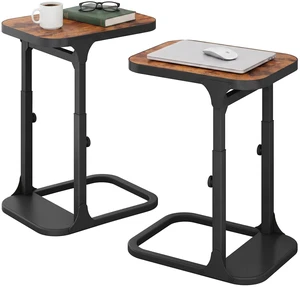 Height Adjustable End Table 2 Pack, Small Side Table for Couch, Sofa Table with Metal Frame for Living Room, Bedroom, Bedside C Shaped Table,Brown Height Adjustable End Table 2 Pack, Small Side Table for Couch, Sofa Table with Metal Frame for Living Room, Bedroom, Bedside C Shaped Table,Brown