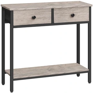29.5" Narrow Console Table with 2 Fabric Drawers, Entryway Table | Small Sofa Table with 2-Tier Storage Shelves, Behind Couch Table, for Living Room, Hallway, Greige and Black BG71XG01 29.5" Narrow Console Table with 2 Fabric Drawers, Entryway Table | Small Sofa Table with 2-Tier Storage Shelves, Behind Couch Table, for Living Room, Hallway, Greige and Black BG71XG01