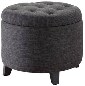 Designs4Comfort Round Storage Ottoman 19.75" - Versatile Contemporary Foot Stool for Living Room, Office, Den, Gray Fabric Designs4Comfort Round Storage Ottoman 19.75" - Versatile Contemporary Foot Stool for Living Room, Office, Den, Gray Fabric