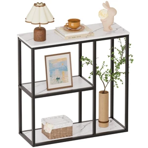 Console Table, 12 Inch Narrow Entryway Table for Living Room, 31.5 Inch Modern Industrial Sofa Table with 3-Tier Storage Shelves for Corridor, Hallway, White Marble Console Table, 12 Inch Narrow Entryway Table for Living Room, 31.5 Inch Modern Industrial Sofa Table with 3-Tier Storage Shelves for Corridor, Hallway, White Marble