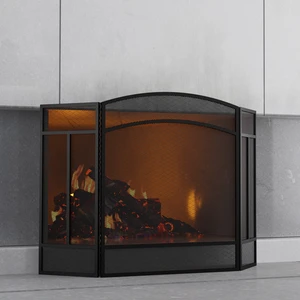 3 Panel Arch Top Fireplace Screen Fire Screen Spark Guard Cover | 3 Panel Foldable; Anti Pinch Piano Hinge; Safe Design; Powder Coated; Dense Mesh; Heavy Duty; 48x29; Black; No Assembly 3 Panel Arch Top Fireplace Screen Fire Screen Spark Guard Cover | 3 Panel Foldable; Anti Pinch Piano Hinge; Safe Design; Powder Coated; Dense Mesh; Heavy Duty; 48x29; Black; No Assembly
