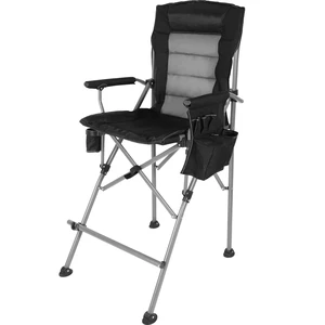 Extra Tall Folding Chairs for Adults 330lbs, Portable Bar Height Foldable Director Chairs for Camping Outside, Comfortable with Makeup Pocket, High Back and Footrest, Black Extra Tall Folding Chairs for Adults 330lbs, Portable Bar Height Foldable Director Chairs for Camping Outside, Comfortable with Makeup Pocket, High Back and Footrest, Black