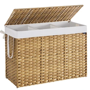 Laundry Hamper with Lid, 52.8 Gal (200 L) Synthetic Rattan,Foldable Laundry Hamper with Lid, 52.8 Gal (200 L) Synthetic Rattan,Foldable