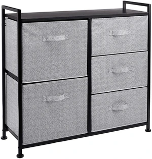 Closet Organizer with 5-Fabric Storage Drawers for Bedroom, Living Room, Black Closet Organizer with 5-Fabric Storage Drawers for Bedroom, Living Room, Black