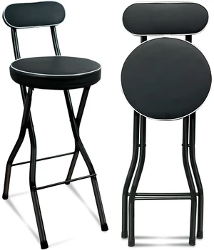 1 PCS Folding Bar Stool with Back, Tall Foldable Stool Seat Padded Portable Stools Counter Height Foldable Stools Chairs Collapsible Stool for Adults Kitchen Island (Black) 1 PCS Folding Bar Stool with Back, Tall Foldable Stool Seat Padded Portable Stools Counter Height Foldable Stools Chairs Collapsible Stool for Adults Kitchen Island (Black)