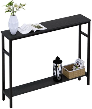 Narrow Console Table, 39.4 Sofa Table with Adjustable Shelf | 2-Tier Long Skinny Table for Hallway, Entryway, Living Room, Foyer, Black Narrow Console Table, 39.4 Sofa Table with Adjustable Shelf | 2-Tier Long Skinny Table for Hallway, Entryway, Living Room, Foyer, Black