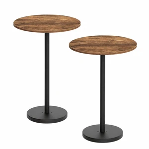 Bar Table, Round Bar Table Set of 2, Counter Height Table, Pub Cocktail Table, Metal Frame, for Bistro, Dining Room, Living Room, Terrace, Rustic Brown and Black BT05L2BRY1 Bar Table, Round Bar Table Set of 2, Counter Height Table, Pub Cocktail Table, Metal Frame, for Bistro, Dining Room, Living Room, Terrace, Rustic Brown and Black BT05L2BRY1