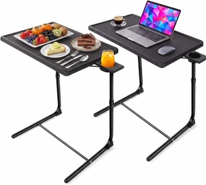 TV Trays Set of 2, TV Tray with 6 Height & 3 Tilt Adjustments, Black | 21.53" - 28.74" Height Range, Foldable, Cup Holder, Crossbar for Stability, for Eating, Working, Drawing on Sofa, Bed TV Trays Set of 2, TV Tray with 6 Height & 3 Tilt Adjustments, Black | 21.53" - 28.74" Height Range, Foldable, Cup Holder, Crossbar for Stability, for Eating, Working, Drawing on Sofa, Bed