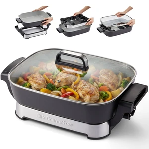 Gourmet Stow-Away Ceramic Skillet, PFAS-Free Ceralast, 1500W | 15"x12"x3", Foldable, Dishwasher-Safe, EG4403 Gourmet Stow-Away Ceramic Skillet, PFAS-Free Ceralast, 1500W | 15"x12"x3", Foldable, Dishwasher-Safe, EG4403
