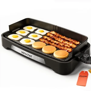 Cleansnap Everyday Electric Griddle, 20 Nonstick Grill with Foldable Anti-Mess Shield, 1700W Fast Heating, ILAG Ultimate Coating, Dishwasher-Safe Removable Plate, Midnight Black Cleansnap Everyday Electric Griddle, 20 Nonstick Grill with Foldable Anti-Mess Shield, 1700W Fast Heating, ILAG Ultimate Coating, Dishwasher-Safe Removable Plate, Midnight Black