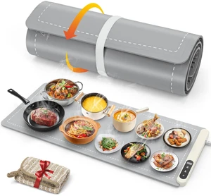 Extra Large Warming Mat for Food, Rapid and Full Surface Heating Gray | With Heat Resistant Pad, 7 Temp Levels, 6H Timer, Portable Silicone Electric Food Heating Mat for Countertop Buffet Party Extra Large Warming Mat for Food, Rapid and Full Surface Heating Gray | With Heat Resistant Pad, 7 Temp Levels, 6H Timer, Portable Silicone Electric Food Heating Mat for Countertop Buffet Party
