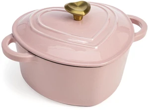 Enameled Cast Iron Dutch Oven Pot with Lid, Heart-Shaped Dutch Oven, Durable Cast Iron Pot with Dual Handles, Oven Safe to 500°F, Works on All Stovetops, 4-Quart, Pink Enameled Cast Iron Dutch Oven Pot with Lid, Heart-Shaped Dutch Oven, Durable Cast Iron Pot with Dual Handles, Oven Safe to 500°F, Works on All Stovetops, 4-Quart, Pink
