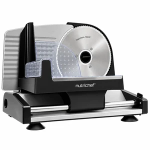 Electric Meat Slicer | 200W Automatic Meat, Deli & Bread Slicer | Adjustable Dial for 0-15mm Cutting Range Thickness | Removable 7.5 IN Stainless Steel Blade & Food Pusher for Safety (Black) Electric Meat Slicer | 200W Automatic Meat, Deli & Bread Slicer | Adjustable Dial for 0-15mm Cutting Range Thickness | Removable 7.5 IN Stainless Steel Blade & Food Pusher for Safety (Black)