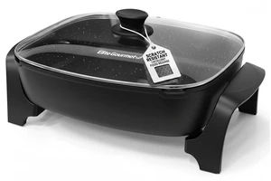 10.5Qt Nonstick Electric Skillet, Extra-Deep 16"x13" | 200-400°F, Glass Lid, Pour Spout, Black, EG-6203# 10.5Qt Nonstick Electric Skillet, Extra-Deep 16"x13" | 200-400°F, Glass Lid, Pour Spout, Black, EG-6203#