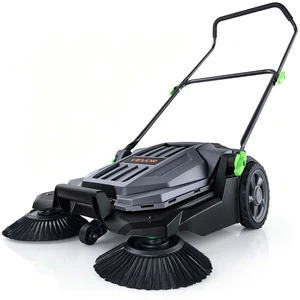 Walk-Behind Hand Push Floor Sweeper with 25.6" Sweeping Width | Non-Electric, 5-Gallon Waste Container, Angle & Height Adjustable Folding Handle, Manual Floor Sweeper for Walkway Yard Patio Walk-Behind Hand Push Floor Sweeper with 25.6" Sweeping Width | Non-Electric, 5-Gallon Waste Container, Angle & Height Adjustable Folding Handle, Manual Floor Sweeper for Walkway Yard Patio