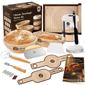 Sourdough Starter Kit with 10" Round & 11" Oval Banneton Proofing Basket and 34oz Starter Jar - Beginner-Friendly Sourdough Bread Baking Supplies and Baking Gifts for Women, Men, and Bread Bakers Sourdough Starter Kit with 10" Round & 11" Oval Banneton Proofing Basket and 34oz Starter Jar - Beginner-Friendly Sourdough Bread Baking Supplies and Baking Gifts for Women, Men, and Bread Bakers