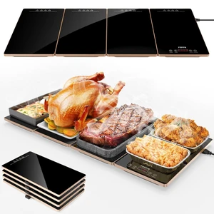 Electric Warming Tray Kitchen Appliance, 4-in-1 Buffet Warmer | 33"x15" Glass Surface Warming Mat for Food, 10 Temp Settings and Timer, Modular Buffet Hot Plates for Catering and Gatherings Electric Warming Tray Kitchen Appliance, 4-in-1 Buffet Warmer | 33"x15" Glass Surface Warming Mat for Food, 10 Temp Settings and Timer, Modular Buffet Hot Plates for Catering and Gatherings