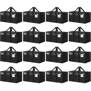 16 Pack Extra Large Clothes Storage Bins with Lids, Black | Storage Bags with Reinforced Handles & Heavy-Duty Zippers, Moving Bags Boxes Totes for Clothes Packing, Dorms, College 16 Pack Extra Large Clothes Storage Bins with Lids, Black | Storage Bags with Reinforced Handles & Heavy-Duty Zippers, Moving Bags Boxes Totes for Clothes Packing, Dorms, College