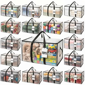 Heavy Duty Moving Bags or Storage Bins with Lids, Clear, 18 Pack | Extra large moving bags with reinforced handles hold clothes, bedding, blankets, and household essentials with ease Heavy Duty Moving Bags or Storage Bins with Lids, Clear, 18 Pack | Extra large moving bags with reinforced handles hold clothes, bedding, blankets, and household essentials with ease