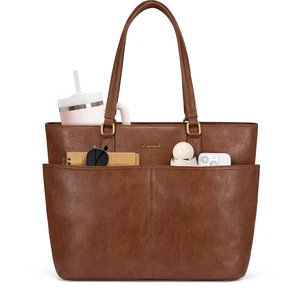 Work Tote Bag for Women, Vintage Leather 17.3 Inch Laptop Bags with Large Cup Holder, Teacher Nurse Medical Professional Computer Bag, Office Briefcase Handbag Gift Work Tote Bag for Women, Vintage Leather 17.3 Inch Laptop Bags with Large Cup Holder, Teacher Nurse Medical Professional Computer Bag, Office Briefcase Handbag Gift