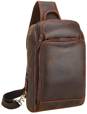 Men's Sling Bag Travel Outdoor Daypack Backpack with Full Grain Leather Fits 13.3'' 14.1'' Laptop Men's Sling Bag Travel Outdoor Daypack Backpack with Full Grain Leather Fits 13.3'' 14.1'' Laptop