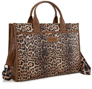 Laptop Bag for Women 15.6 Inch Vintage Work Tote Bag for Business Briefcase Handbag with Adjustable Shoulder Strap Leopard Print-Coffee Laptop Bag for Women 15.6 Inch Vintage Work Tote Bag for Business Briefcase Handbag with Adjustable Shoulder Strap Leopard Print-Coffee