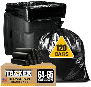 64-65 Gallon Trash Bags Heavy Duty 120 Count | Cart Fit For Toter, Wide & Long | Leak & Tear Resistant | Black Garbage Bags for Rollaway 65 Gallon Trash Can Liners 64-65 Gallon Trash Bags Heavy Duty 120 Count | Cart Fit For Toter, Wide & Long | Leak & Tear Resistant | Black Garbage Bags for Rollaway 65 Gallon Trash Can Liners