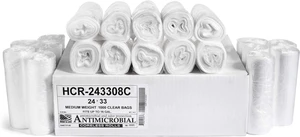 12 - 16 Gallon Clear Trash Bags (1000 Count) - 24" x 33" - 8 Micron Equivalent High Density Value Garbage Bags for Bathroom, Office, Industrial, Commercial, Janitorial, Recycling 12 - 16 Gallon Clear Trash Bags (1000 Count) - 24" x 33" - 8 Micron Equivalent High Density Value Garbage Bags for Bathroom, Office, Industrial, Commercial, Janitorial, Recycling