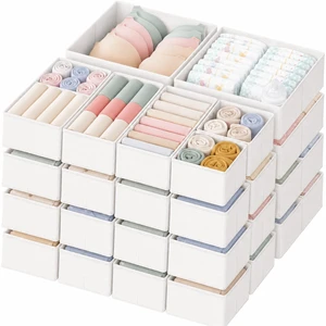 Drawer Organizer Clothes, 24 Pack Dresser Organizer for Baby Clothes, Underwear, Sock- Foldable Closet Organization and Storage Dividers Bins for Nursery, Bedroom and Dorm (White) Drawer Organizer Clothes, 24 Pack Dresser Organizer for Baby Clothes, Underwear, Sock- Foldable Closet Organization and Storage Dividers Bins for Nursery, Bedroom and Dorm (White)