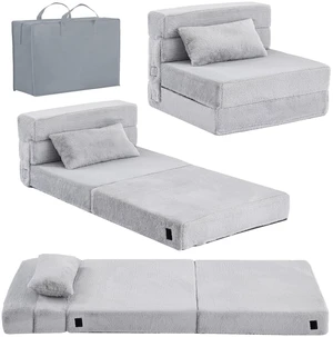 Kids Floor Sofa, Child Fold Up Sofa Couch Convertible Futon Folding Chair with Storage Bag for Kids, Plush Grey Kids Floor Sofa, Child Fold Up Sofa Couch Convertible Futon Folding Chair with Storage Bag for Kids, Plush Grey