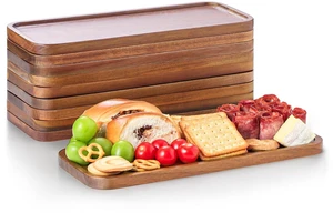 Small Wooden Trays and Platters, Mini Charcuterie Boards, 10 Pack | 14"X 5.5" Acacia Wood Serving Tray for Charcuterie, Cheese Boards, Appetizers, or as Bathroom Vanity Tray, Home Decor Small Wooden Trays and Platters, Mini Charcuterie Boards, 10 Pack | 14"X 5.5" Acacia Wood Serving Tray for Charcuterie, Cheese Boards, Appetizers, or as Bathroom Vanity Tray, Home Decor