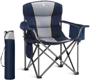 Folding Camping Chair Oversized Heavy Duty Padded Outdoor Chair with Cup Holder Storage and Cooler Bag, 450 LBS Weight Capacity, Thicken 600D Oxford Folding Camping Chair Oversized Heavy Duty Padded Outdoor Chair with Cup Holder Storage and Cooler Bag, 450 LBS Weight Capacity, Thicken 600D Oxford