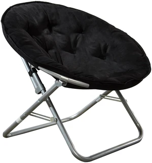 Microsuede Foldable Saucer Chair, Black 27D x 32W x 29.5H in Microsuede Foldable Saucer Chair, Black 27D x 32W x 29.5H in