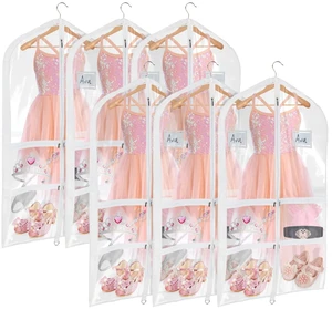 40 Inch Dance Costume Garment Bags for Dancers, Clear, 6 Pack | Breathable Fabric, PVC Window, 4 Clear and 1 Back Zipper Pocket, Upgraded Version, Foldable Dance Garment Bags for Dancers 40 Inch Dance Costume Garment Bags for Dancers, Clear, 6 Pack | Breathable Fabric, PVC Window, 4 Clear and 1 Back Zipper Pocket, Upgraded Version, Foldable Dance Garment Bags for Dancers