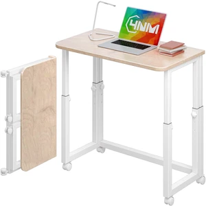 No Tool Assembly 27.5" Small Desk, Folding Portable Desk with Wheels, Foldable Computer Home Office Desks, Collapsible Study Writing Table for Space Saving Bedroom - Cloud Oak No Tool Assembly 27.5" Small Desk, Folding Portable Desk with Wheels, Foldable Computer Home Office Desks, Collapsible Study Writing Table for Space Saving Bedroom - Cloud Oak