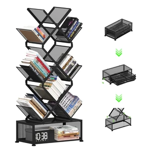9-Tier Space Saving Book Shelf with Storage,Bedroom Shelves Folding Bookshelves,No Installation Required Shelf Tree Metal Bookshelf for Living Room,Study,Home Office,Bed Room (Black) 9-Tier Space Saving Book Shelf with Storage,Bedroom Shelves Folding Bookshelves,No Installation Required Shelf Tree Metal Bookshelf for Living Room,Study,Home Office,Bed Room (Black)