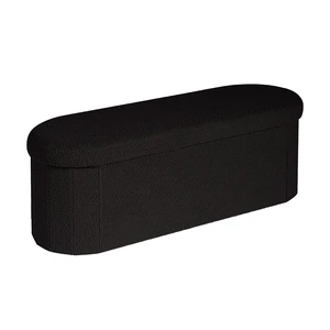 43.3" Sherpa Ottoman with Storage for Living Room, Black | Folding Storage Ottoman Foot Rest, Oval-Shaped Design, Long Collapsible Bedroom Bench 43.3" Sherpa Ottoman with Storage for Living Room, Black | Folding Storage Ottoman Foot Rest, Oval-Shaped Design, Long Collapsible Bedroom Bench