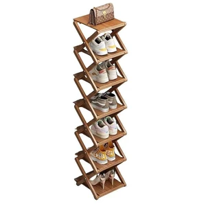 Bamboo Shoe Rack - No Assembly Required, Tall Narrow Foldable Shoe Organizer, Space-Saving Multifunctional Shelf for Entryways, Corners, Bedrooms, Balconies, 7 Layer Brown (Reinforced And Thickened ) Bamboo Shoe Rack - No Assembly Required, Tall Narrow Foldable Shoe Organizer, Space-Saving Multifunctional Shelf for Entryways, Corners, Bedrooms, Balconies, 7 Layer Brown (Reinforced And Thickened )