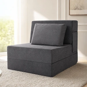 Folding Sofa Bed, Convertible Sleeper Chair Bed with Pillow | Foldable Couch Bed, Fold out Chair Bed, Foam Floor Futon Sofa Bed for Living Room Bedroom Guest Room, Grey, Single Folding Sofa Bed, Convertible Sleeper Chair Bed with Pillow | Foldable Couch Bed, Fold out Chair Bed, Foam Floor Futon Sofa Bed for Living Room Bedroom Guest Room, Grey, Single